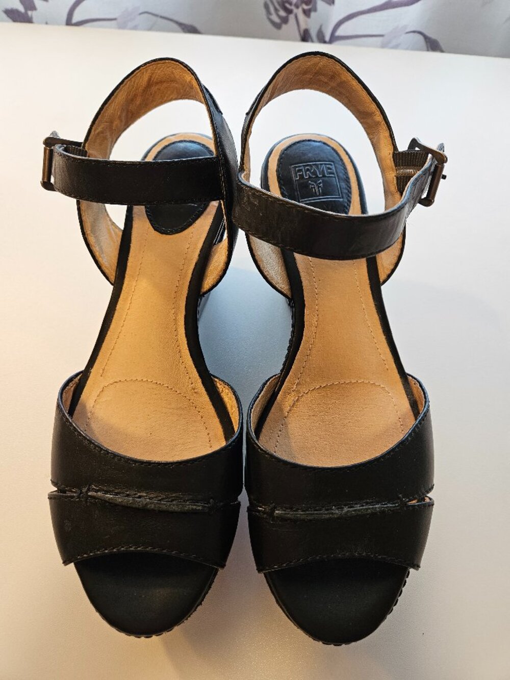 Frye Black Leather Sandals, Size 8
